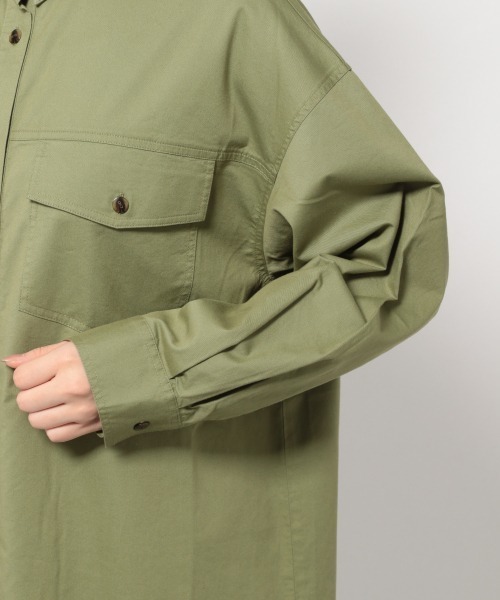 PAGEBOY（ページボーイ）の「ロングミリタリーシャツワンピース（ワンピース・レディース・カーキ/グレイッシュベージュ/ホワイト・FREE）」の14枚目の写真