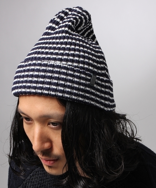 HARE(ハレ)の「ボーダーワッチキャップ【HARE】(ニットキャップ/ビーニー・メンズ・オフホワイト/ネイビー/レッド・ONE SIZE)」の3枚目の写真