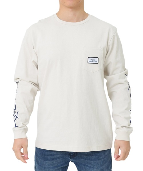 rip curl(リップカール)の「【RIP CURL リップカール】プリントロングTシャツ / ユニセックス / ロンT ポケット付き 袖プリント(Tシャツ/カットソー・メンズ・ブラック/ベージュ/オフホワイト・MEDIUM/LARGE)」の1枚目の写真