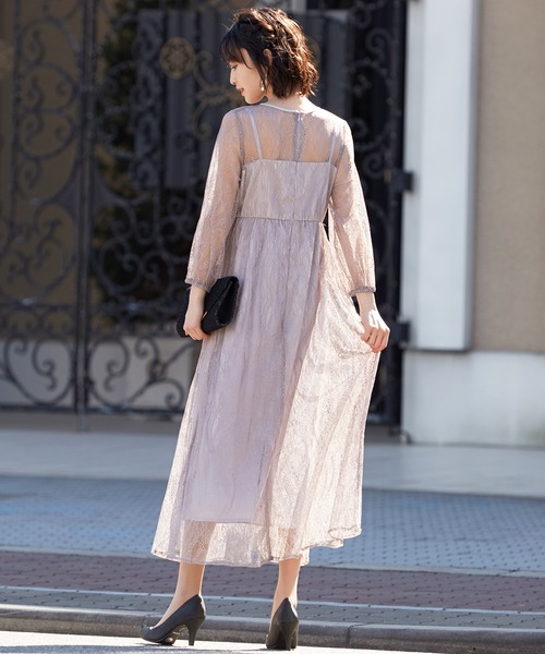 kana（カナ）の「総チュールレース ウエストゴム ワンピースドレス  