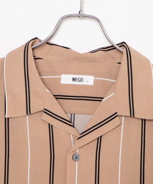 WEGO（ウィゴー）の「WEGO/クラブストライプ半袖開襟シャツ（シャツ/ブラウス・メンズ・ブラック/ベージュ・MEDIUM/LARGE）」の8枚目の写真