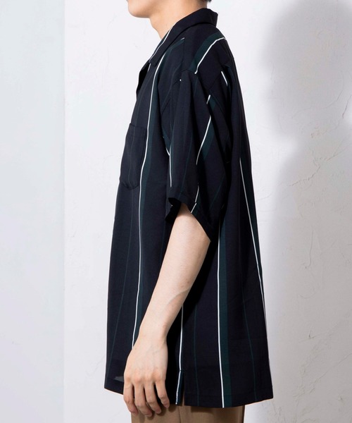 WEGO（ウィゴー）の「WEGO/クラブストライプ半袖開襟シャツ（シャツ/ブラウス・メンズ・ブラック/ベージュ・MEDIUM/LARGE）」の20枚目の写真