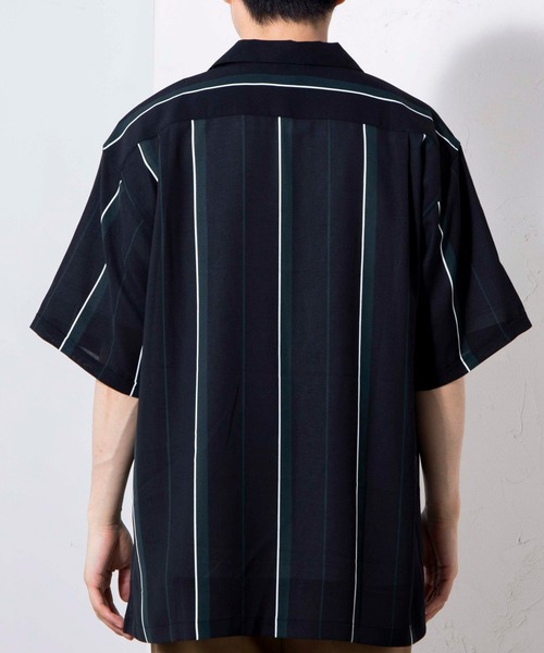 WEGO（ウィゴー）の「WEGO/クラブストライプ半袖開襟シャツ（シャツ/ブラウス・メンズ・ブラック/ベージュ・MEDIUM/LARGE）」の19枚目の写真