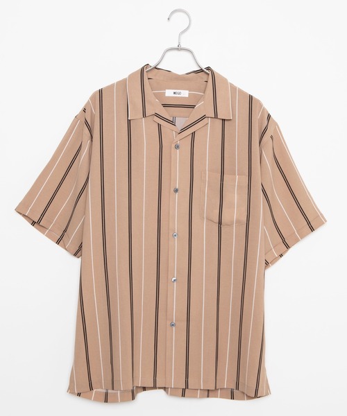 WEGO（ウィゴー）の「WEGO/クラブストライプ半袖開襟シャツ（シャツ/ブラウス・メンズ・ブラック/ベージュ・MEDIUM/LARGE）」の17枚目の写真