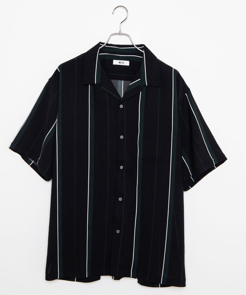 WEGO（ウィゴー）の「WEGO/クラブストライプ半袖開襟シャツ（シャツ/ブラウス・メンズ・ブラック/ベージュ・MEDIUM/LARGE）」の18枚目の写真