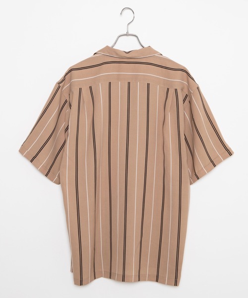 WEGO（ウィゴー）の「WEGO/クラブストライプ半袖開襟シャツ（シャツ/ブラウス・メンズ・ブラック/ベージュ・MEDIUM/LARGE）」の15枚目の写真