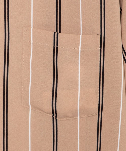 WEGO（ウィゴー）の「WEGO/クラブストライプ半袖開襟シャツ（シャツ/ブラウス・メンズ・ブラック/ベージュ・MEDIUM/LARGE）」の12枚目の写真