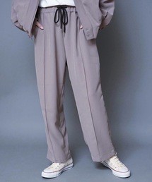 UNIIT | [shadow check easy pants/シャドーチェックイージーパンツ(セットアップ対応)]ワイドチェックパンツ　チェック柄ワイドパンツ　無地ワイドパンツ(その他パンツ)