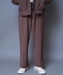 [shadow check easy pants/シャドーチェックイージーパンツ(セットアップ対応)]ワイドチェックパンツ　チェック柄ワイドパンツ　無地ワイドパンツ