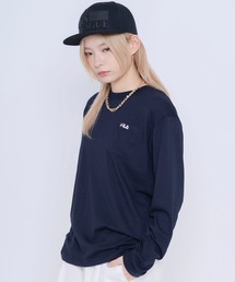 FILA/フィラ ワンポイント ブランド ロゴ 刺繍 BIGロゴ プリント クルーネック 長袖 Tシャツ ロンT