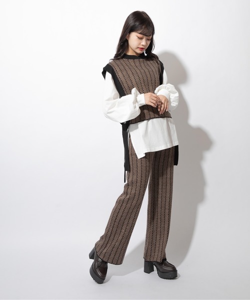 Mysa&Liina（ミーサリーナ）の「柄編みニットフレアパンツ（その他パンツ・レディース・ブラック/グリーン/キャメル・M）」の8枚目の写真