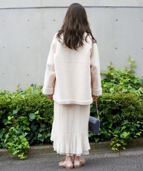 flower（フラワー）の「2WAY エコムートンコート（ムートンコート・レディース・ベージュ/アイボリー・FREE）」の4枚目の写真