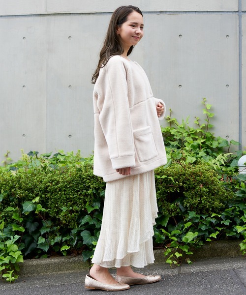 flower（フラワー）の「2WAY エコムートンコート（ムートンコート・レディース・ベージュ/アイボリー・FREE）」の7枚目の写真