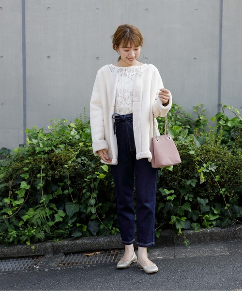 flower（フラワー）の「2WAY エコムートンコート（ムートンコート・レディース・ベージュ/アイボリー・FREE）」の21枚目の写真