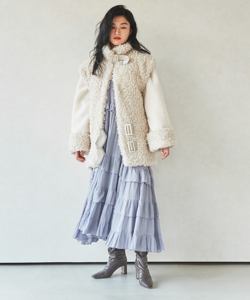 LA BELLE ETUDE(ラベルエチュード)の「【Belle vintage】フリルボリュームチュニックワンピース(チュニック・レディース・ブラック/ダークグリーン/ライトパープル/ピンク/カーキ・FREE)」の16枚目の写真