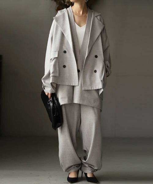 antiqua（アンティカ）の「スリーピース風デザインベスト（ベスト・レディース・ブラック/グレー・FREE）」の6枚目の写真