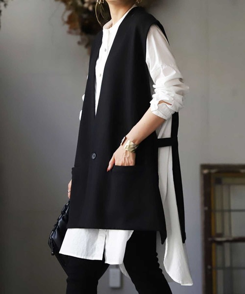 antiqua（アンティカ）の「スリーピース風デザインベスト（ベスト・レディース・ブラック/グレー・FREE）」の10枚目の写真