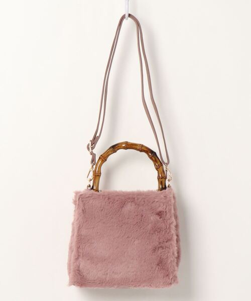 natural couture（ナチュラルクチュール）の「バンブーハンドルファー２ＷＡＹバッグ（ショルダーバッグ・レディース・ベージュ/ピンク/キャメル・FREE）」の8枚目の写真