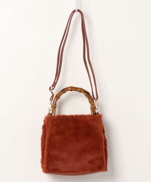 natural couture（ナチュラルクチュール）の「バンブーハンドルファー２ＷＡＹバッグ（ショルダーバッグ・レディース・ベージュ/ピンク/キャメル・FREE）」の7枚目の写真