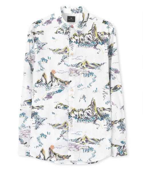 良品 PS Paul Smith ポールスミス フォトモンタージュプリントシャツ ポール・スミスが撮影した蘭デザインの限定商品、「Rakuten