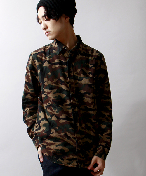 WEGO(ウィゴー)の「WEGO/カモフラプリントネルシャツ(シャツ/ブラウス・メンズ・カーキ/ネイビー・LARGE/MEDIUM)」の1枚目の写真