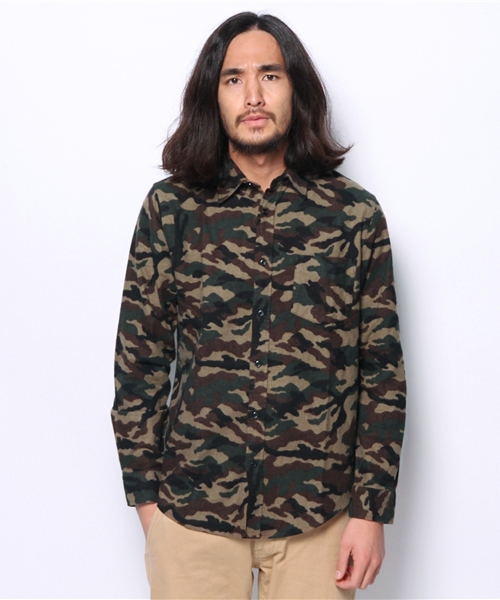 WEGO(ウィゴー)の「WEGO/カモフラプリントネルシャツ(シャツ/ブラウス・メンズ・カーキ/ネイビー・LARGE/MEDIUM)」の10枚目の写真