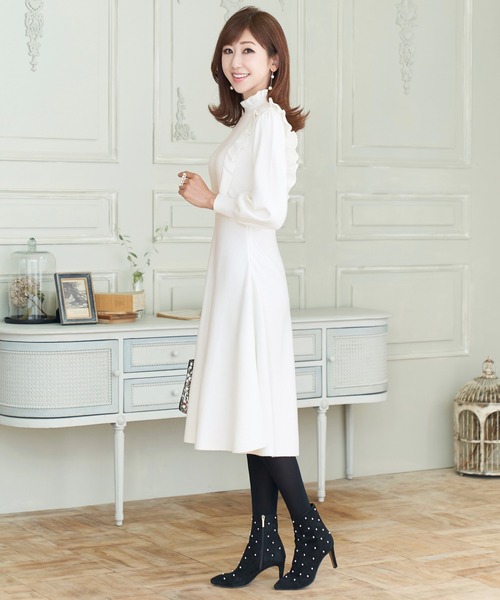 Prima Scherrer(プリマシェレル)の「ニット ワンピース フリルデザイン Prima Scherrer(ワンピース・レディース・ホワイト/ブラック/モカ/サックスブルー/パープル系その他・S/M)」の8枚目の写真