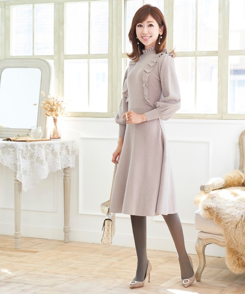 Prima Scherrer(プリマシェレル)の「ニット ワンピース フリルデザイン Prima Scherrer(ワンピース・レディース・ホワイト/ブラック/モカ/サックスブルー/パープル系その他・S/M)」の11枚目の写真