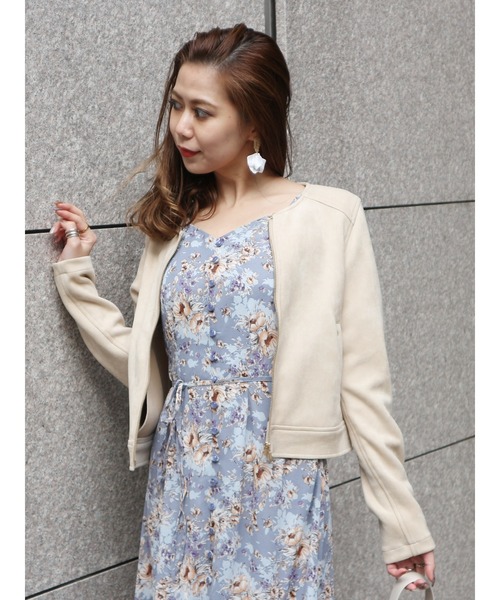 ROYAL PARTY（ロイヤルパーティー）の「ノーカラージャケット（ノーカラージャケット・レディース・ライトグレー/ブラック/ベージュ・FREE）」の3枚目の写真