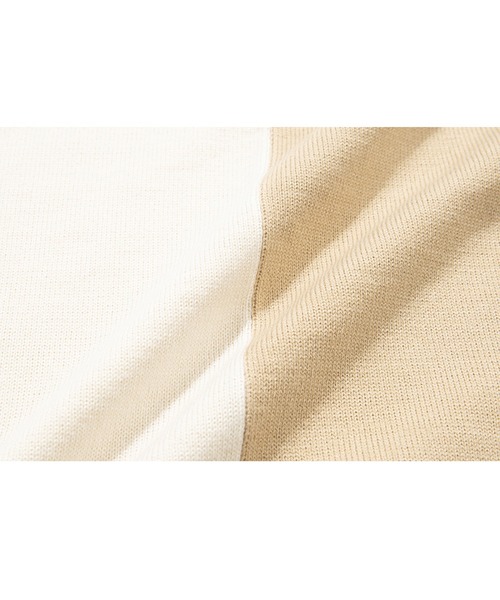 ROMANTIC CROWN（ロマンティッククラウン）の「『ROMANTIC CROWN/ロマンティッククラウン』CONTRAST KNIT POLO/コントラストニットポロ（ポロシャツ・レディース・ベージュ/グリーン・M）」の6枚目の写真