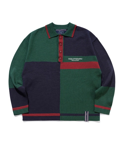 ROMANTIC CROWN（ロマンティッククラウン）の「『ROMANTIC CROWN/ロマンティッククラウン』CONTRAST KNIT POLO/コントラストニットポロ（ポロシャツ・レディース・ベージュ/グリーン・M）」の11枚目の写真