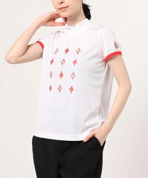 archivio(アルチビオ)の「ゴルフハイネックプル(H)(Tシャツ/カットソー・レディース・ブラック/ホワイト×レッド/ホワイト×グリーン/レッド・L/M/S)」の2枚目の写真