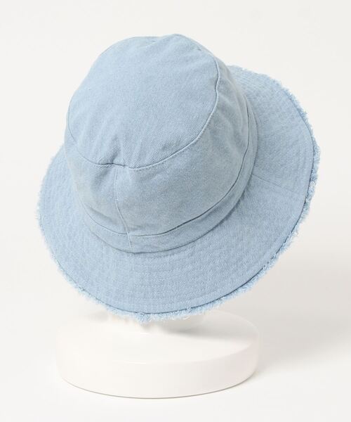 polcadot(ポルカドット)の「DENIM FRINGE HAT/デニムフリンジ バケットハット(ハット・レディース・ブラック/ブルー/ホワイト/ライトブルー・FREE)」の5枚目の写真