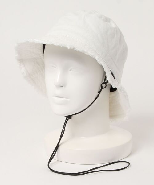 polcadot(ポルカドット)の「DENIM FRINGE HAT/デニムフリンジ バケットハット(ハット・レディース・ブラック/ブルー/ホワイト/ライトブルー・FREE)」の12枚目の写真
