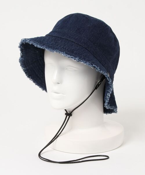 polcadot(ポルカドット)の「DENIM FRINGE HAT/デニムフリンジ バケットハット(ハット・レディース・ブラック/ブルー/ホワイト/ライトブルー・FREE)」の14枚目の写真