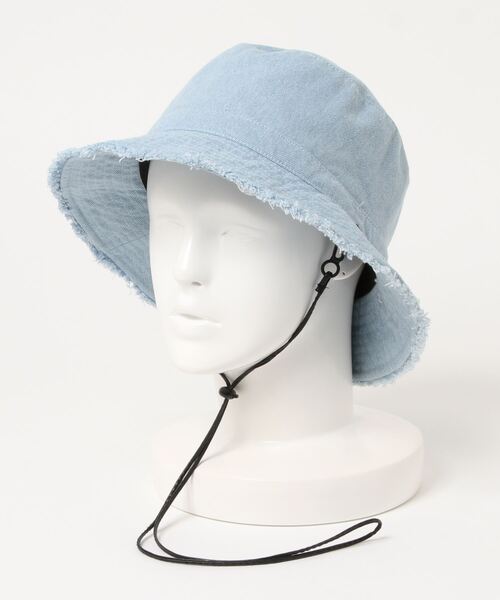 polcadot(ポルカドット)の「DENIM FRINGE HAT/デニムフリンジ バケットハット(ハット・レディース・ブラック/ブルー/ホワイト/ライトブルー・FREE)」の15枚目の写真