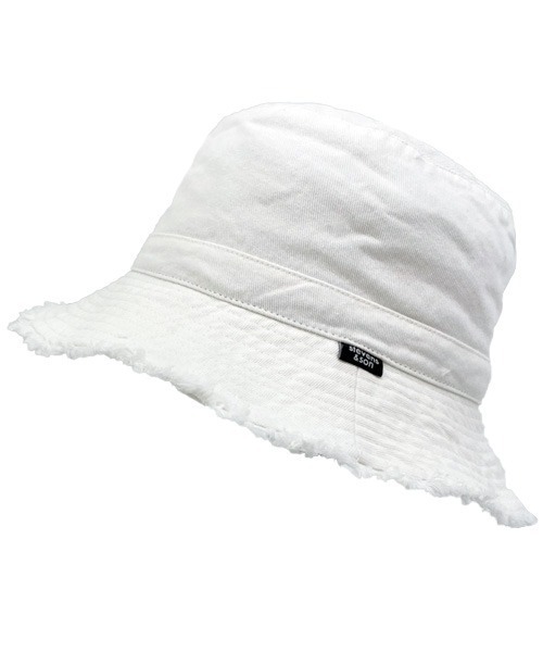 polcadot(ポルカドット)の「DENIM FRINGE HAT/デニムフリンジ バケットハット(ハット・レディース・ブラック/ブルー/ホワイト/ライトブルー・FREE)」の7枚目の写真