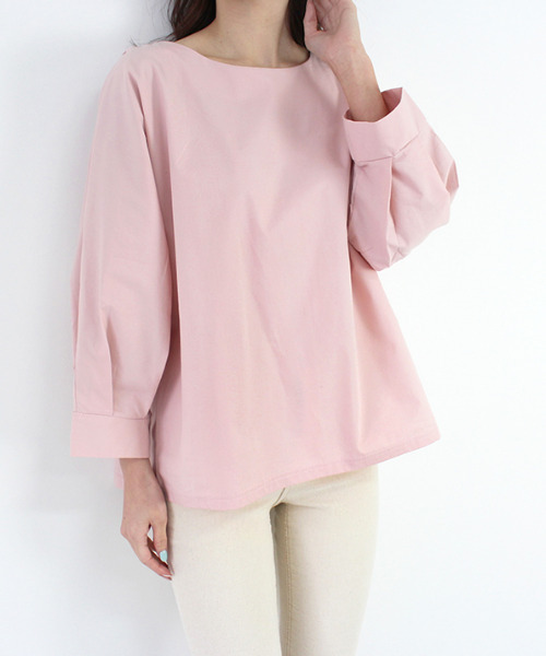 MODE ROBE（モードローブ）の「ラウンドネックタックスリーブトップス（Tシャツ/カットソー・レディース・ホワイト/ベージュ/ピンク・FREE）」の3枚目の写真