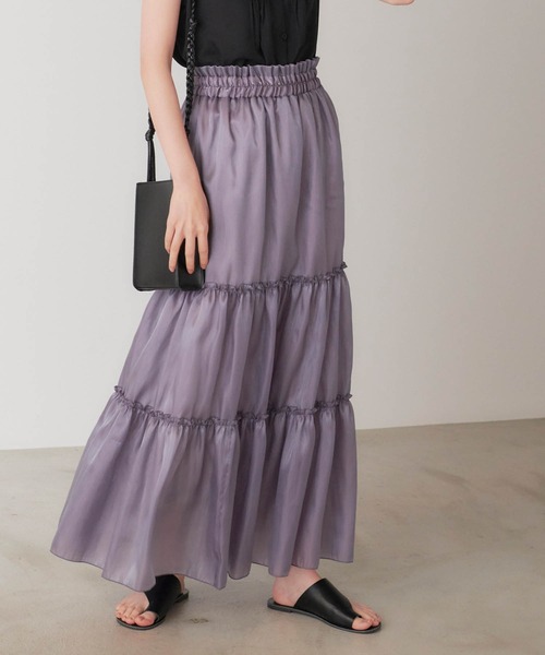 forksy.（フォルクシー）の「【forksy.】シャイニーポプリンティアードスカート（スカート・レディース・ブラック/パープル/カーキ・FREE）」の3枚目の写真