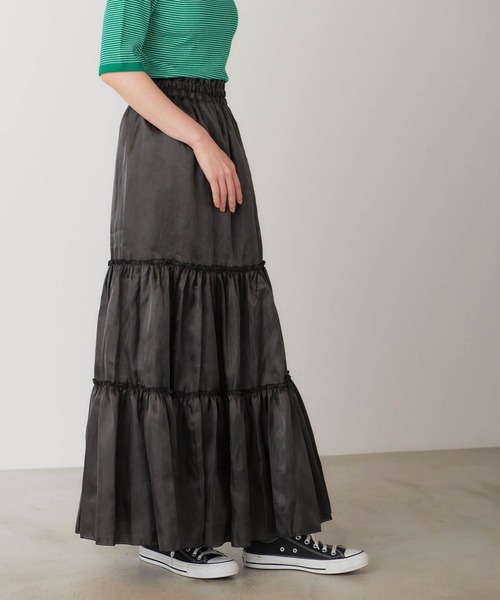 forksy.（フォルクシー）の「【forksy.】シャイニーポプリンティアードスカート（スカート・レディース・ブラック/パープル/カーキ・FREE）」の5枚目の写真