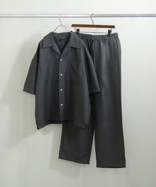 ZIP FIVE（ジップファイブ）の「【ZIP FIVE】【セットアップ　2点セット】リネンライクシャンブレー　ルーズシルエット オープンカラーシャツ＆ワイドパンツ（セットアップ・メンズ・オリーブ/ブラック/ベージュ/ブルー/アイボリー/ブラウン・LARGE/X-LARGE/MEDIUM）」の8枚目の写真