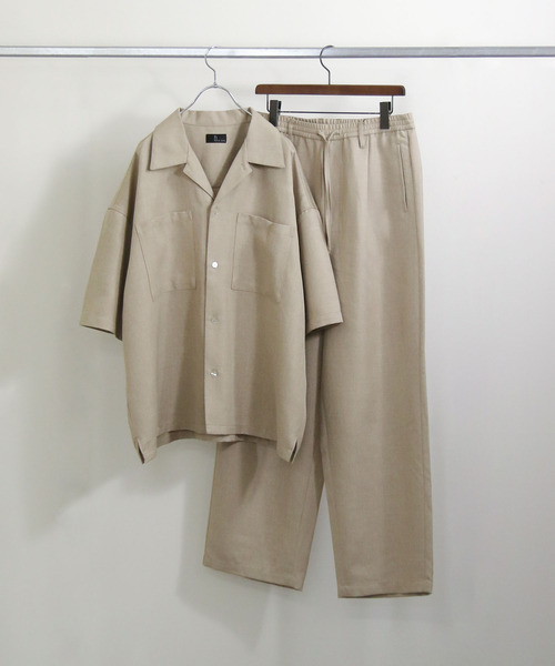 ZIP FIVE（ジップファイブ）の「【ZIP FIVE】【セットアップ　2点セット】リネンライクシャンブレー　ルーズシルエット オープンカラーシャツ＆ワイドパンツ（セットアップ・メンズ・オリーブ/ブラック/ベージュ/ブルー/アイボリー/ブラウン・LARGE/X-LARGE/MEDIUM）」の10枚目の写真