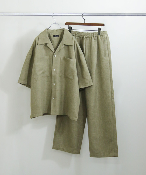 ZIP FIVE（ジップファイブ）の「【ZIP FIVE】【セットアップ　2点セット】リネンライクシャンブレー　ルーズシルエット オープンカラーシャツ＆ワイドパンツ（セットアップ・メンズ・オリーブ/ブラック/ベージュ/ブルー/アイボリー/ブラウン・LARGE/X-LARGE/MEDIUM）」の11枚目の写真