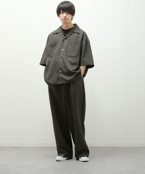 ZIP FIVE（ジップファイブ）の「【ZIP FIVE】【セットアップ　2点セット】リネンライクシャンブレー　ルーズシルエット オープンカラーシャツ＆ワイドパンツ（セットアップ・メンズ・オリーブ/ブラック/ベージュ/ブルー/アイボリー/ブラウン・LARGE/X-LARGE/MEDIUM）」の14枚目の写真