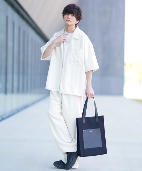 ZIP FIVE（ジップファイブ）の「【ZIP FIVE】【セットアップ　2点セット】リネンライクシャンブレー　ルーズシルエット オープンカラーシャツ＆ワイドパンツ（セットアップ・メンズ・オリーブ/ブラック/ベージュ/ブルー/アイボリー/ブラウン・LARGE/X-LARGE/MEDIUM）」の19枚目の写真