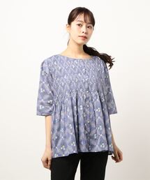 TSUHARU by Samansa Mos2 | 花モチーフ柄ブロックプリントブラウス(シャツ/ブラウス)