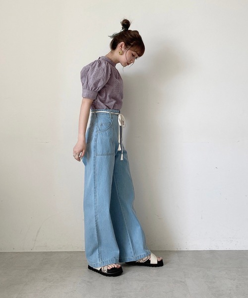 FREE'S MART（フリーズマート）の「【Sシリーズ対応】ベルト付きセンターシームワイドデニム（その他パンツ・レディース・パープル/ホワイト系その他/ブルー系その他3・MEDIUM/SMALL）」の7枚目の写真