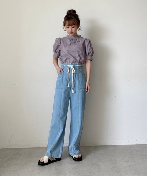 FREE'S MART（フリーズマート）の「【Sシリーズ対応】ベルト付きセンターシームワイドデニム（その他パンツ・レディース・パープル/ホワイト系その他/ブルー系その他3・MEDIUM/SMALL）」の6枚目の写真