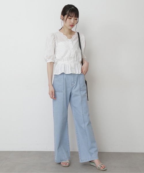 FREE'S MART（フリーズマート）の「【Sシリーズ対応】ベルト付きセンターシームワイドデニム（その他パンツ・レディース・パープル/ホワイト系その他/ブルー系その他3・MEDIUM/SMALL）」の9枚目の写真