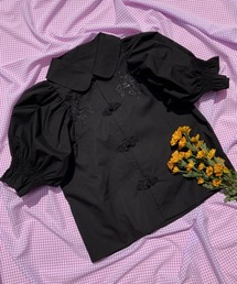 チャイナ半袖ブラウス